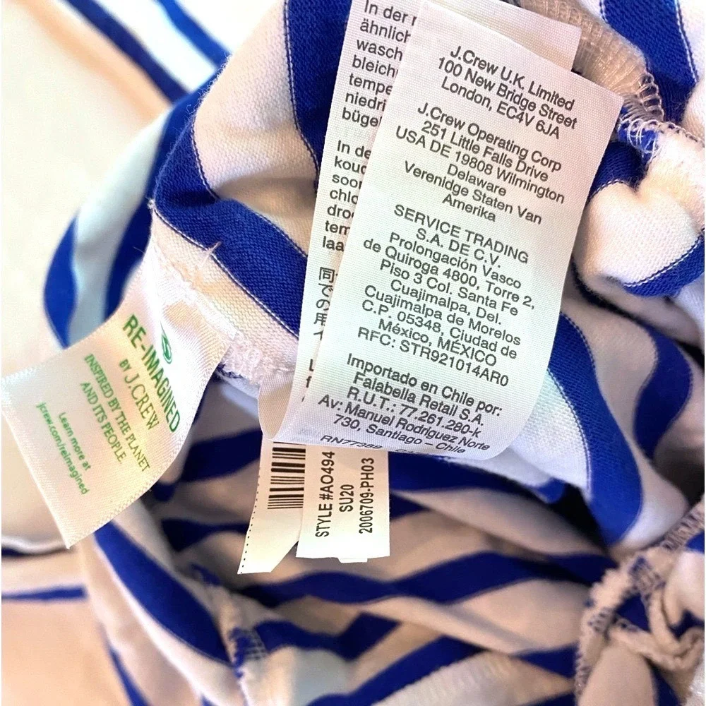 J.CREW Royal Blue/White Striped V-Neck Wide-Leg‎ V-Neck Cropped Jumpsuit SZ 6